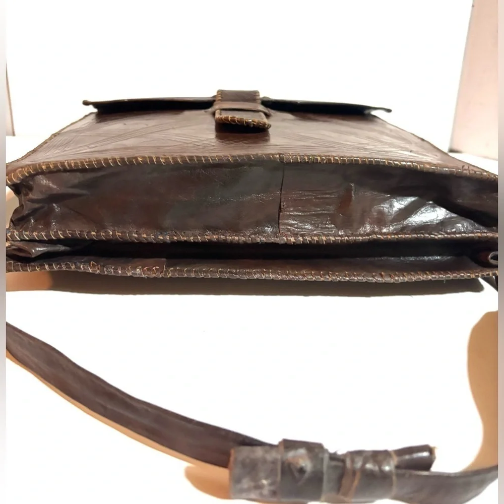 Handmade unisex Brown Leather Men's Shoulder Bag